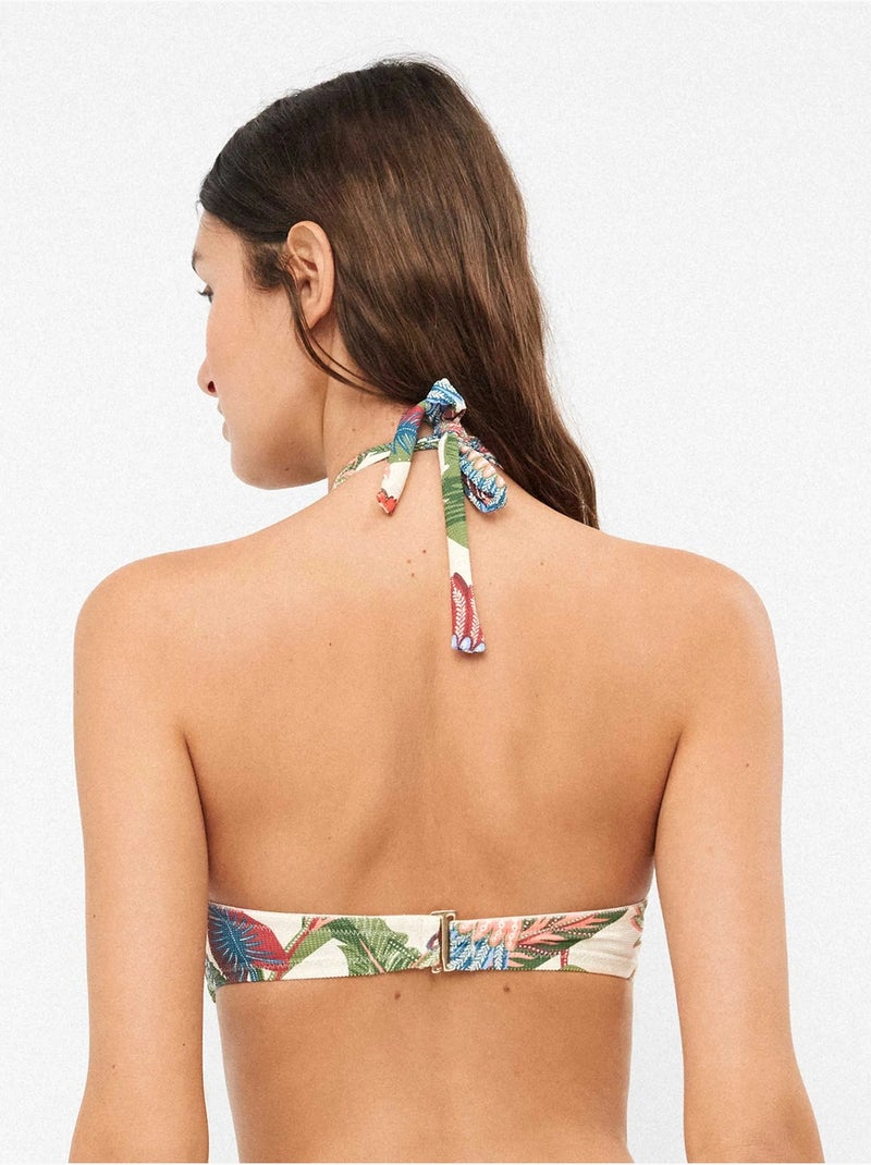 Top bikini bandeau con aro y foam estampado tropical Multicolor - Kiabi