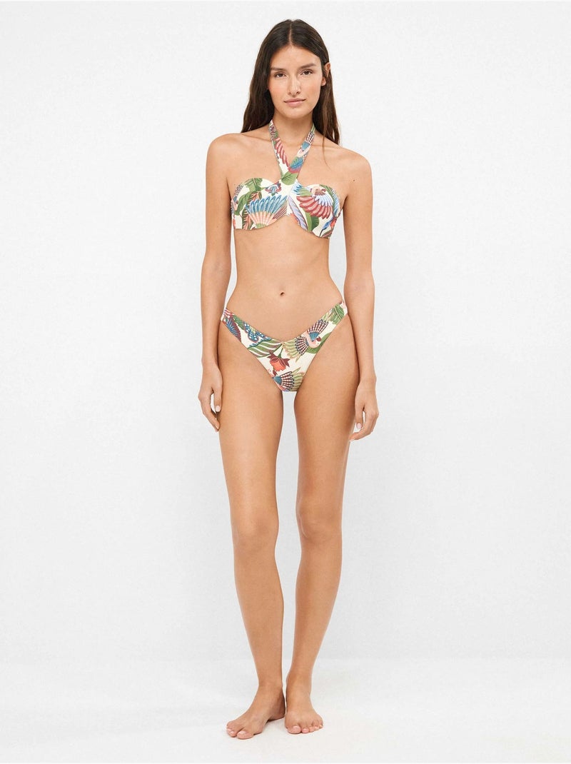 Top bikini bandeau con aro y foam estampado tropical Multicolor - Kiabi