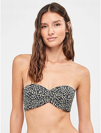 Top bikini bandeau desmontable con aro estampado animal print