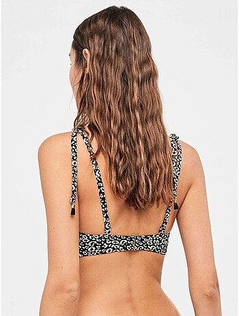 Top bikini bandeau desmontable con aro estampado animal print