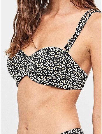 Top bikini bandeau desmontable con aro estampado animal print