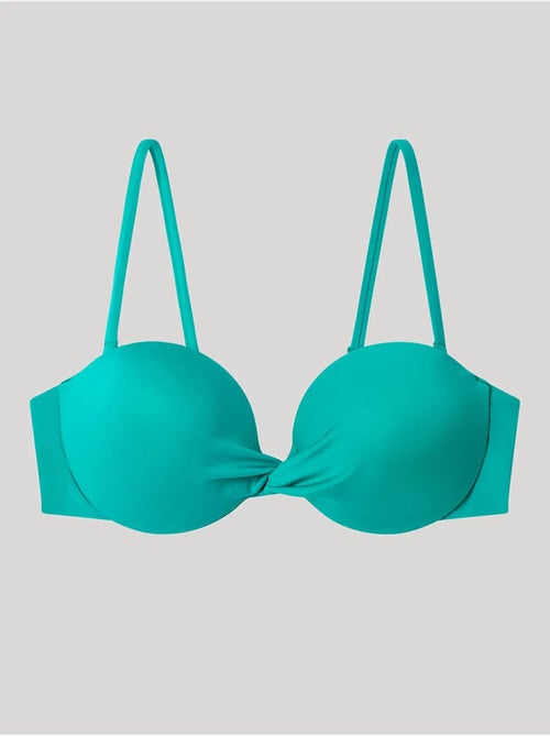 Top bikini bandeau desmontable, con aro, foam y frunce en escote - Kiabi Top bikini bandeau desmontable, con aro, foam y frunce en escote - Kiabi