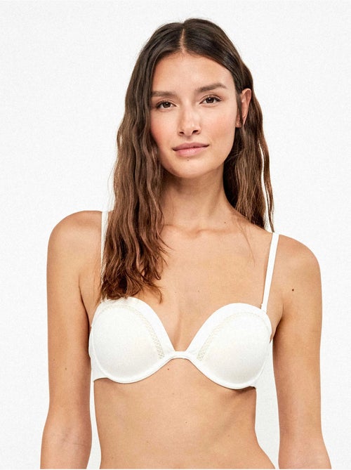 Top bikini bandeau desmontable con aro y detalles calados - Kiabi