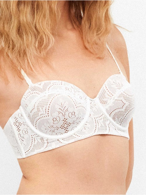 Top bikini bandeau desmontable con aro y foam copas de encaje - Kiabi Top bikini bandeau desmontable con aro y foam copas de encaje - Kiabi