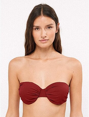 Top bikini bandeau desmontable con aro y foam extraíble