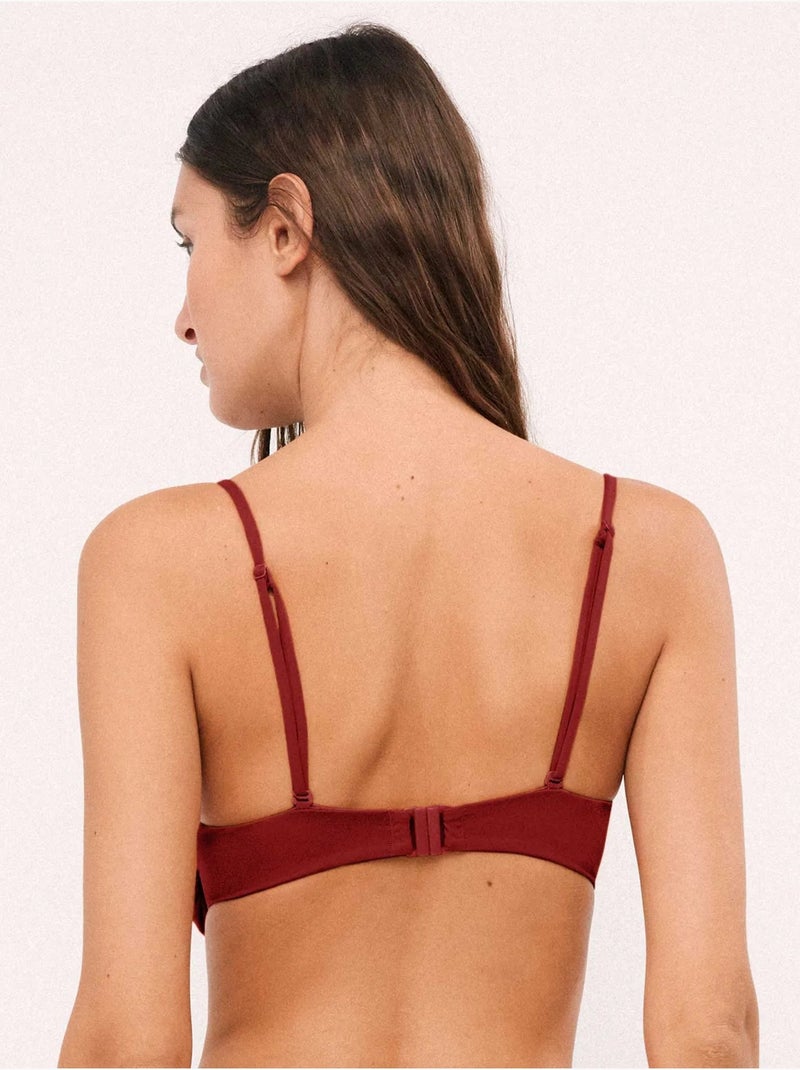 Top bikini bandeau desmontable con aro y foam extraíble Burdeos - Kiabi