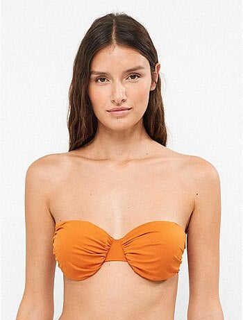 Top bikini bandeau desmontable con aro y foam extraíble