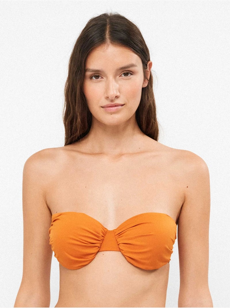 Top bikini bandeau desmontable con aro y foam extraíble Naranja - Kiabi
