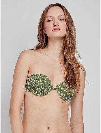Top bikini bandeau desmontable con aro y foam