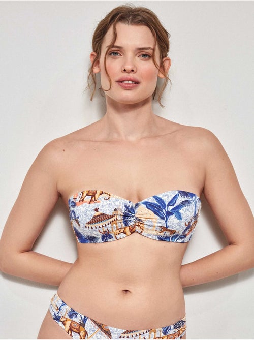 Top bikini bandeau desmontable estampado, con aro y foam - Kiabi Top bikini bandeau desmontable estampado, con aro y foam - Kiabi