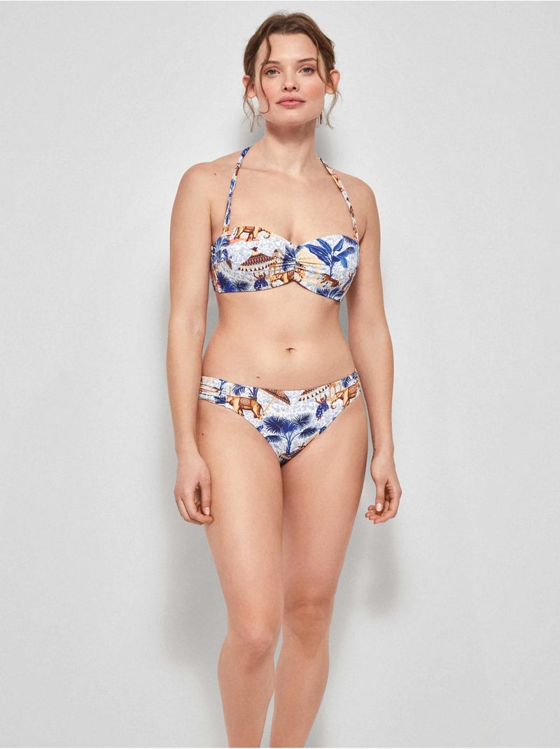 Top bikini bandeau desmontable estampado, con aro y foam Multicolor - Kiabi