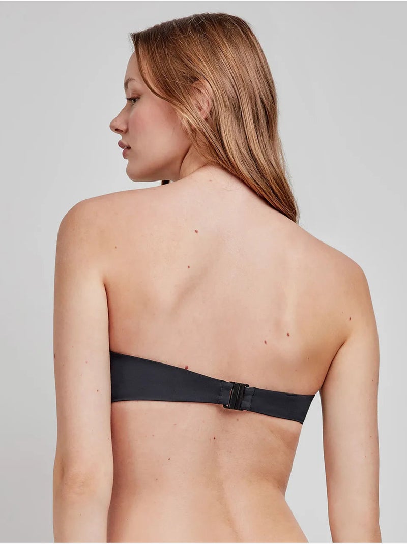 Top bikini bandeau desmontable multiposición con aro y foam Negro - Kiabi