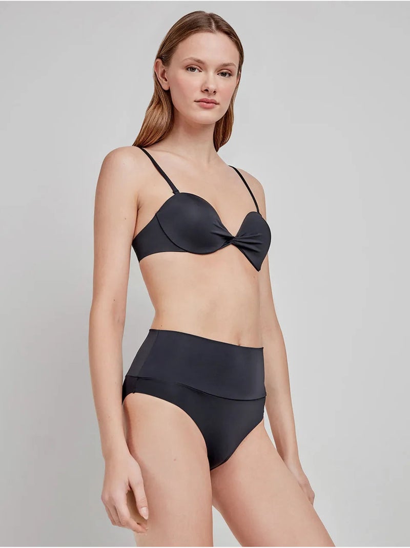 Top bikini bandeau desmontable multiposición con aro y foam Negro - Kiabi