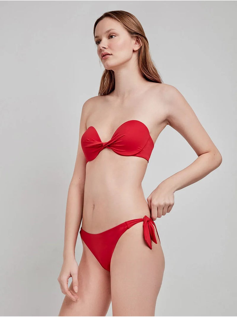 Top bikini bandeau desmontable multiposición con aro y foam Rojo - Kiabi