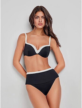 Top bikini bicolor con aro integrado, foam y espalda ajustable