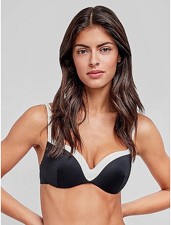 Top bikini bicolor con aro integrado, foam y espalda ajustable
