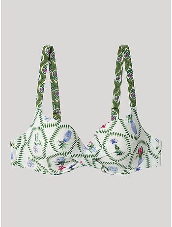 Top bikini capacidad ajustable con aro, foam y cruce en escote