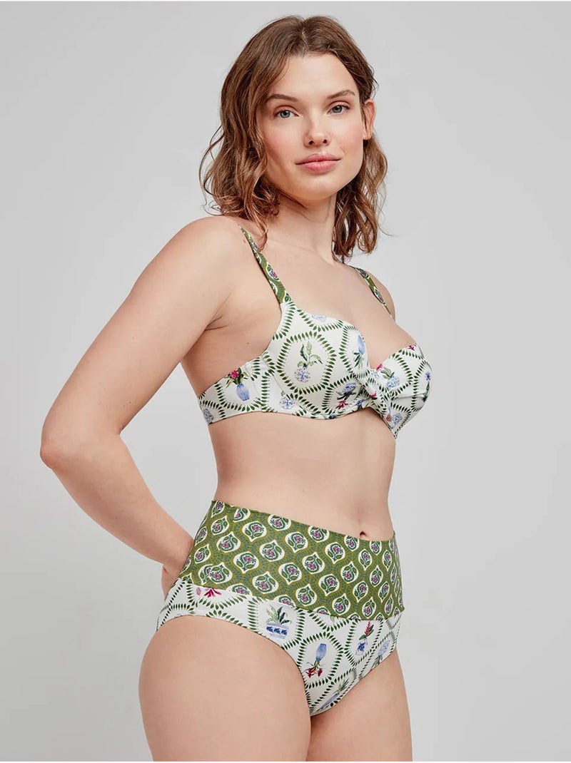 Top bikini capacidad ajustable con aro, foam y cruce en escote Multicolor - Kiabi