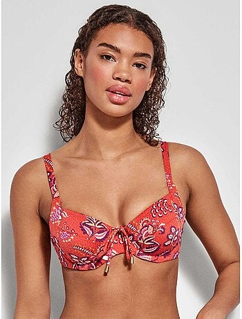 Top bikini capacidad ajustable sin foam, con aro y estampado floral