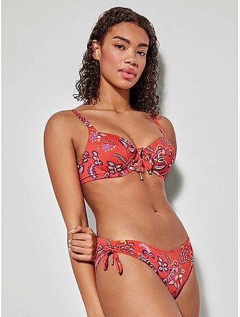 Top bikini capacidad ajustable sin foam, con aro y estampado floral