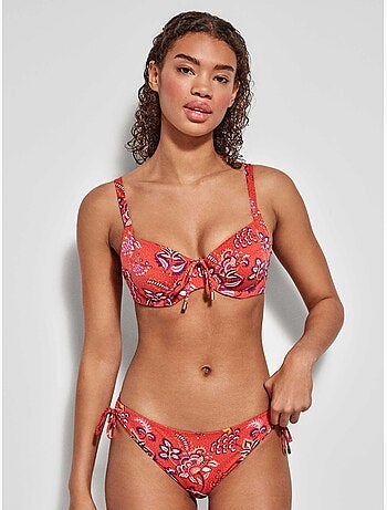 Top bikini capacidad ajustable sin foam, con aro y estampado floral