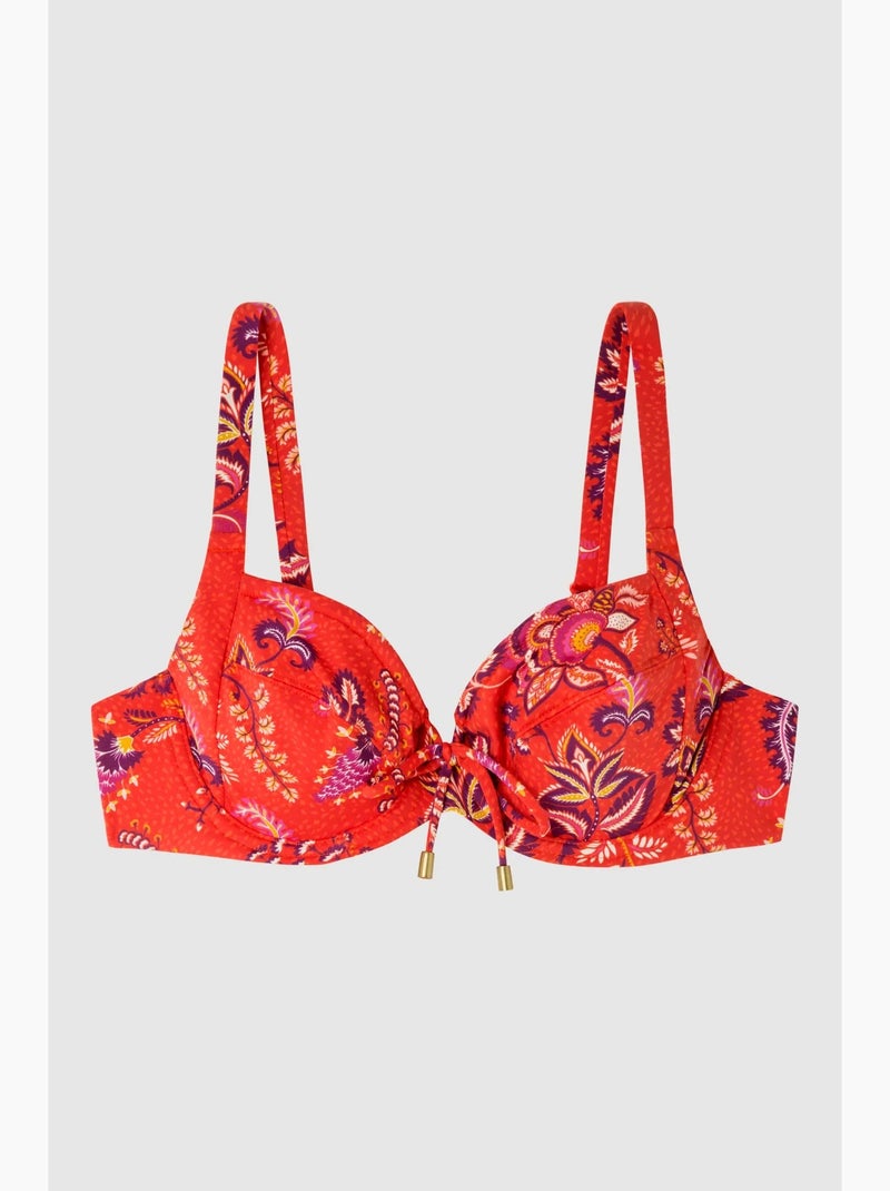 Top bikini capacidad ajustable sin foam, con aro y estampado floral Multicolor - Kiabi