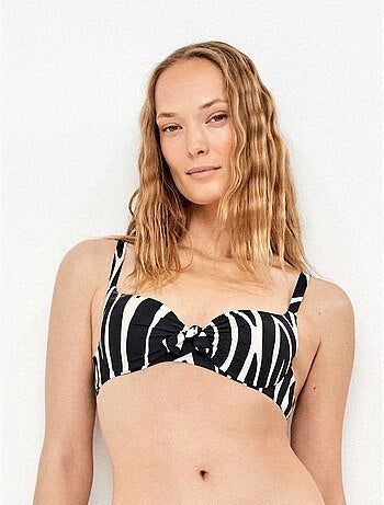 Top bikini capacidad aro y espalda ajustable animal print cebra