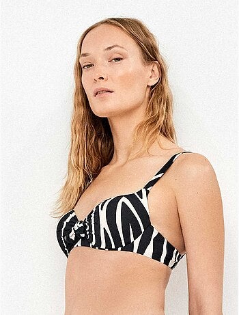 Top bikini capacidad aro y espalda ajustable animal print cebra