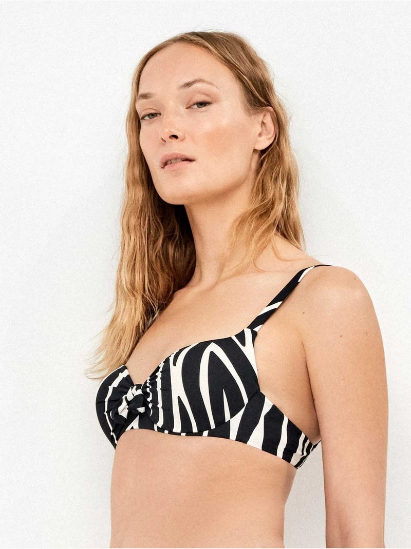Top bikini capacidad aro y espalda ajustable animal print cebra Multicolor - Kiabi