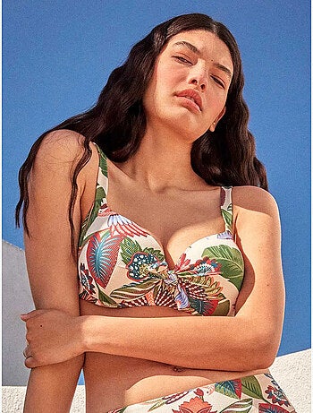 Top bikini capacidad aro y foam, espalda regulable tejido piqué