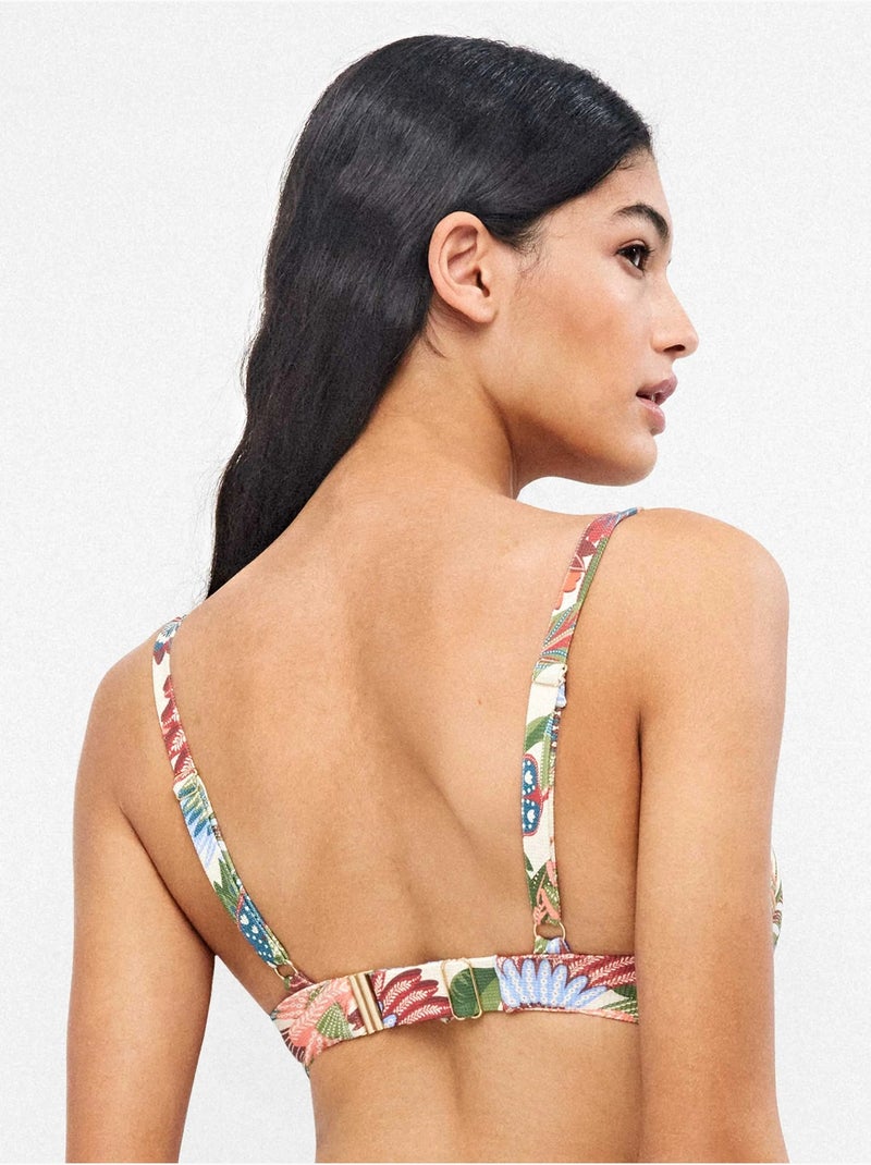 Top bikini capacidad aro y foam, espalda regulable tejido piqué Multicolor - Kiabi