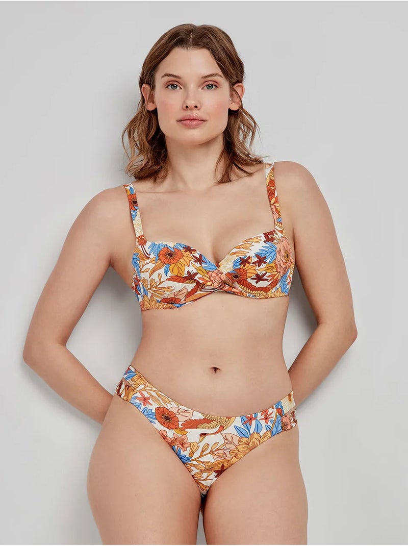 Top bikini capacidad con aro, foam, cruce en escote y estampado Multicolor - Kiabi