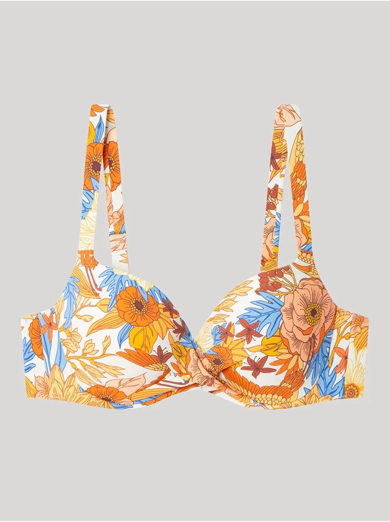 Top bikini capacidad con aro, foam, cruce en escote y estampado Multicolor - Kiabi