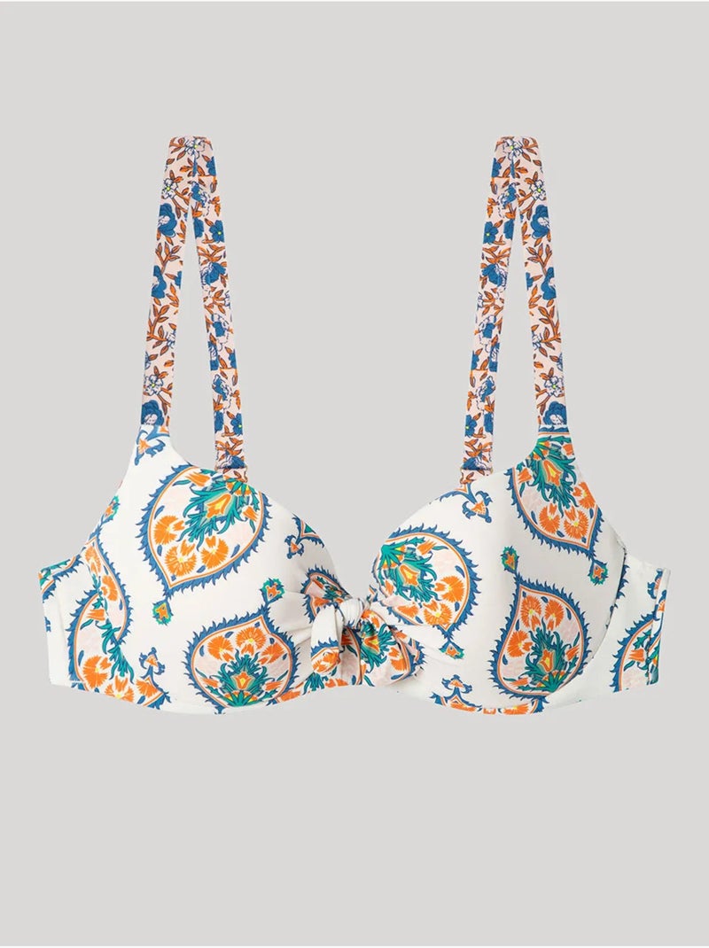 Top bikini capacidad con aro, foam, espalda ajustable y lazo Multicolor - Kiabi