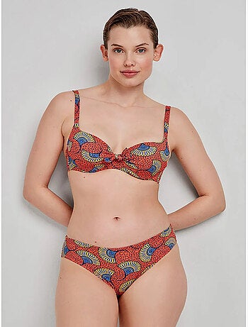 Top bikini capacidad con aro, foam, lazo y estampado tribal