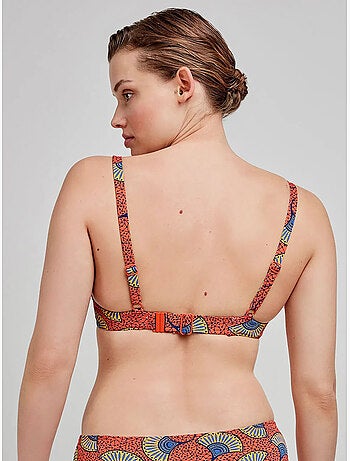 Top bikini capacidad con aro, foam, lazo y estampado tribal