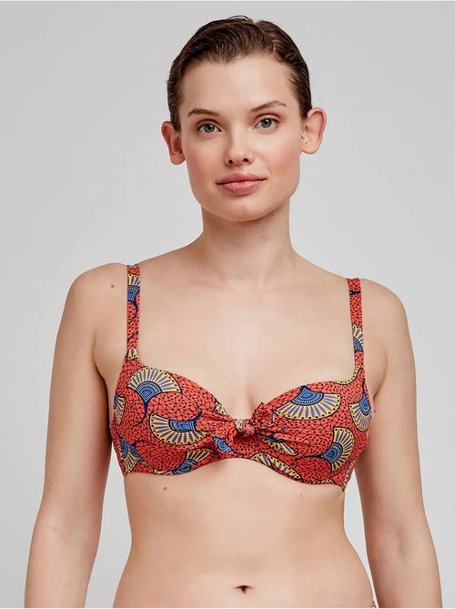 Top bikini capacidad con aro, foam, lazo y estampado tribal - Kiabi