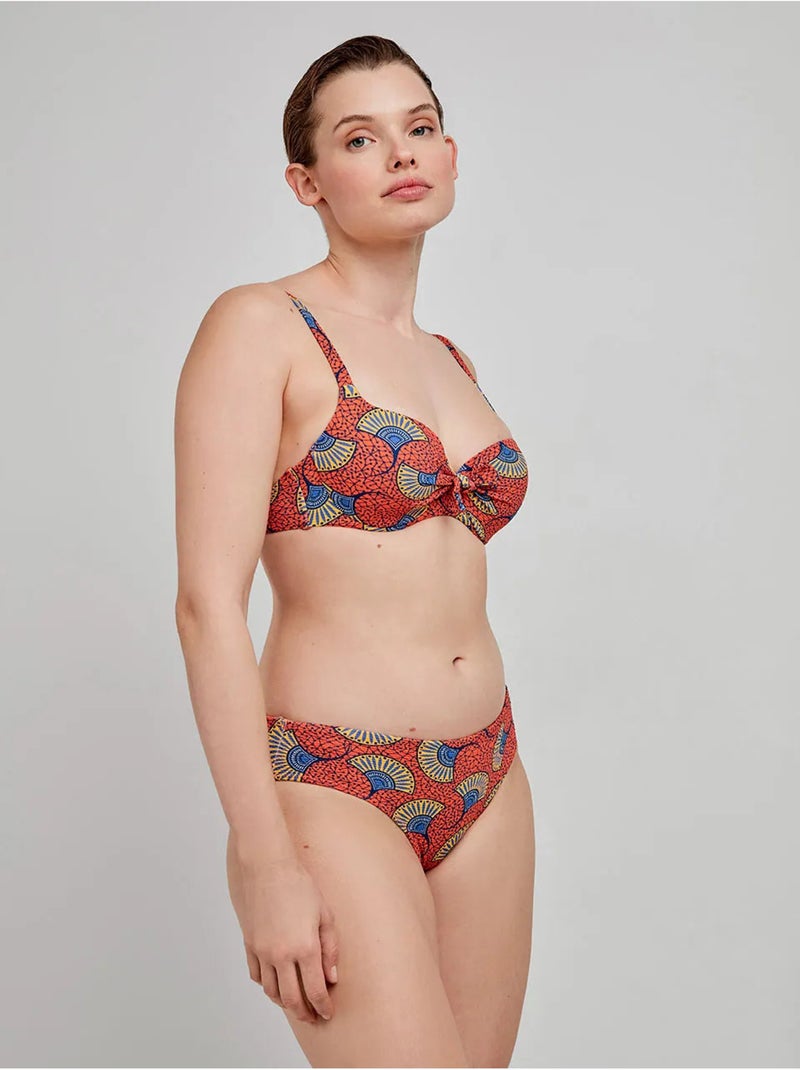 Top bikini capacidad con aro, foam, lazo y estampado tribal Multicolor - Kiabi