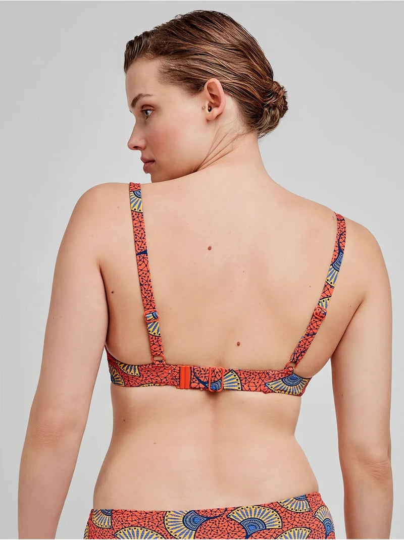Top bikini capacidad con aro, foam, lazo y estampado tribal Multicolor - Kiabi