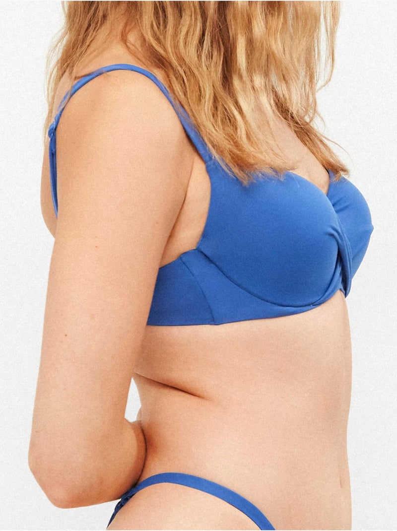 Top bikini capacidad con aro, foam y cruce en escote Azul - Kiabi