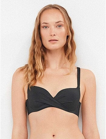 Top bikini capacidad con aro, foam y cruce en escote