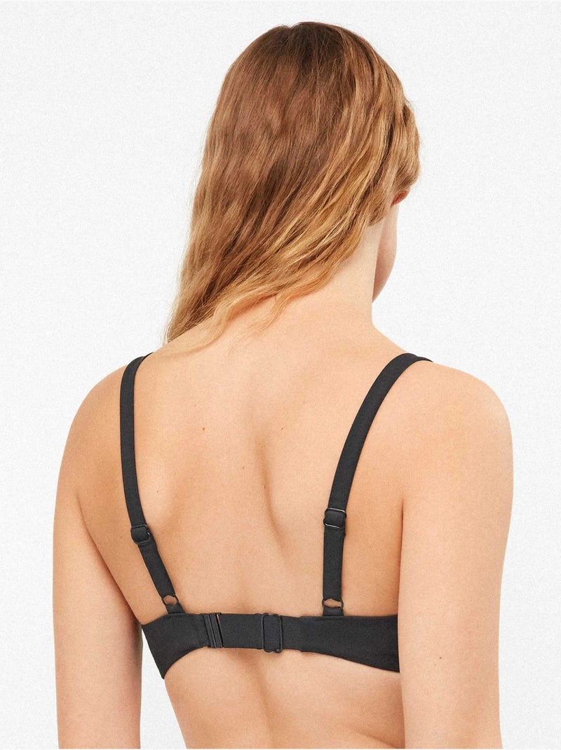 Top bikini capacidad con aro, foam y cruce en escote Negro - Kiabi