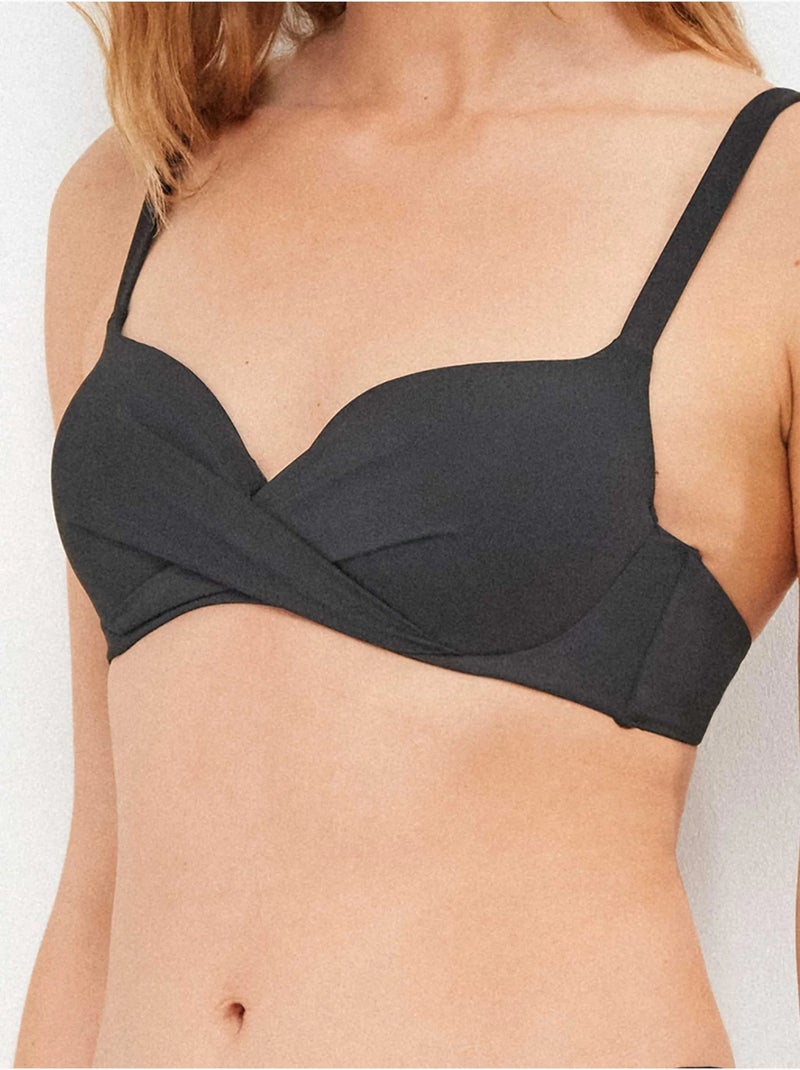 Top bikini capacidad con aro, foam y cruce en escote Negro - Kiabi