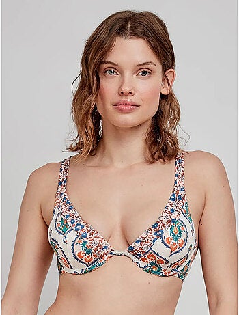 Top bikini capacidad con aro, foam y estampado arabesco