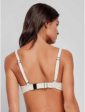 Top bikini capacidad con aro, foam y nudo en jacquard geométrico