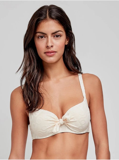 Top bikini capacidad con aro, foam y nudo en jacquard geométrico - Kiabi