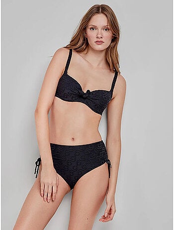 Top bikini capacidad con aro, foam y nudo en jacquard geométrico