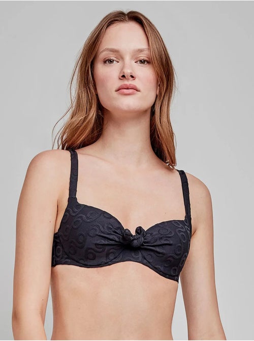 Top bikini capacidad con aro, foam y nudo en jacquard geométrico - Kiabi Top bikini capacidad con aro, foam y nudo en jacquard geométrico - Kiabi