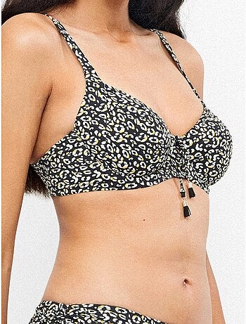Top bikini capacidad con aro sin foam y ajuste pecho animal print