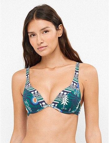 Top bikini capacidad con aro y foam en tejido tropical